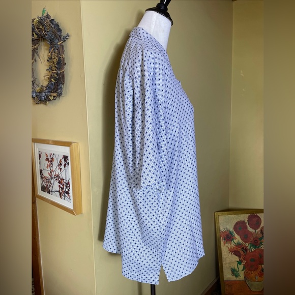 NAT NAST Size Large 100% Silk Camp Shirt MCM vibes  White / Blue Print SOPRANOS - Picture 4 of 15